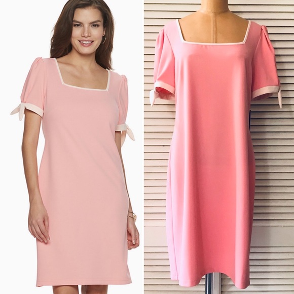 Sharagano Dresses & Skirts - 🆕 Sharagano New York Womens Dress size 10 Pale Pink Short Sleeve Shift NWT NEW